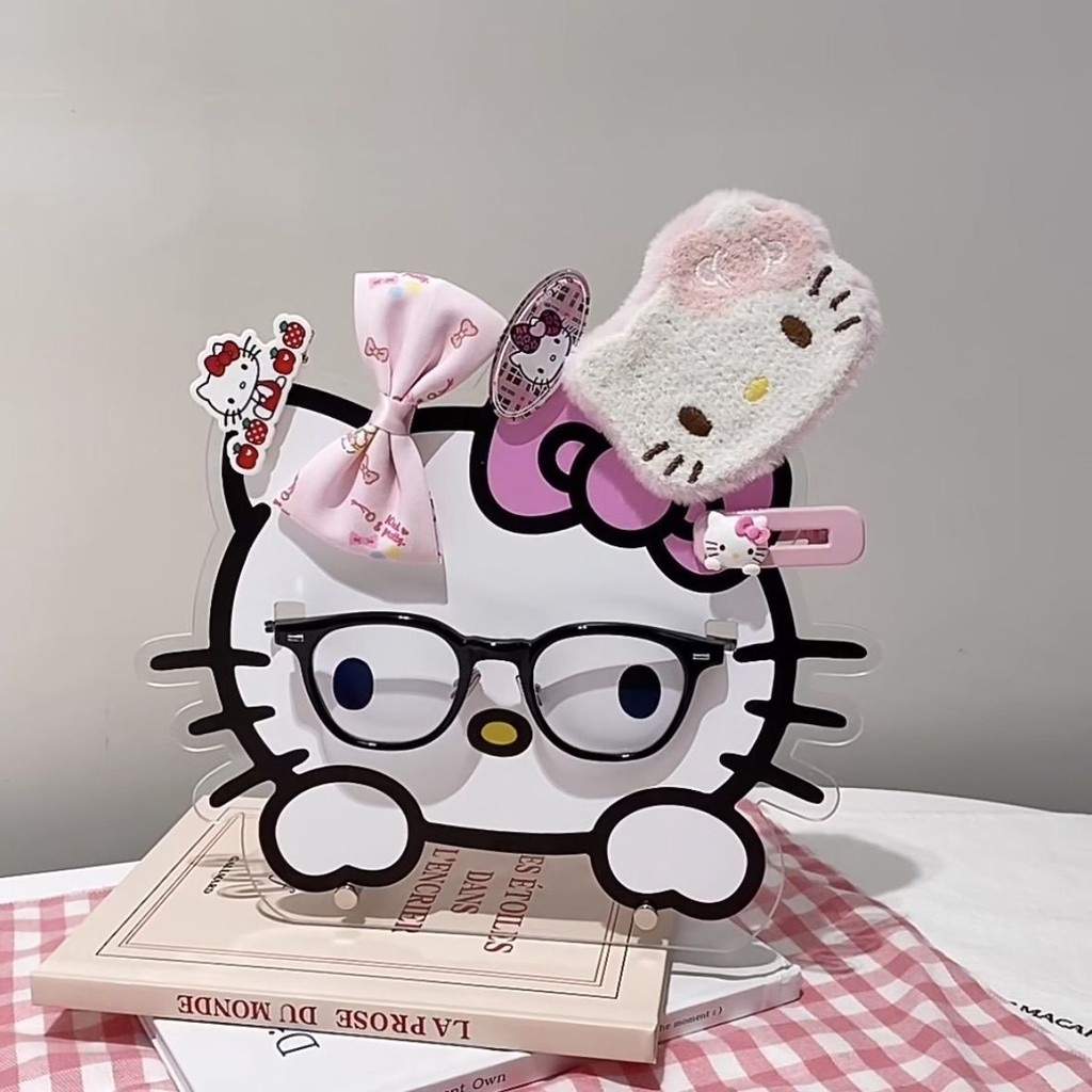 眼鏡架🎈小紅書衕款kitty貓眼鏡收納架可愛高顔值亞剋力桌麵擺件送朋友