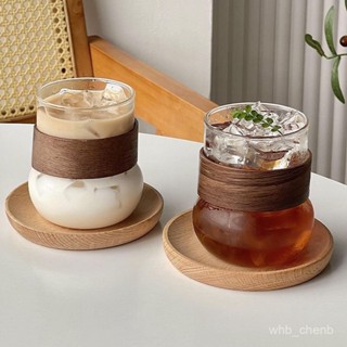 創意複古玻璃杯創意直身圓底咖啡杯耐高溫水杯子早餐杯