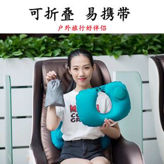 按壓充氣u型枕 國慶長途旅行安睡枕坐飛機護頸枕可折疊便攜可水洗