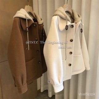 秋冬新款時尚外套女士韓版大碼女裝休閒時尚上衣高檔拚接連帽外穿 韓版羊毛衫 寬鬆 針織外套 大尺碼 毛衣外套9279 O6