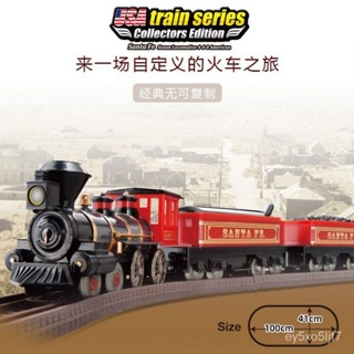 出口單兒童軌道模擬拚裝電動複古蒸汽火車地鐵益智模型玩具套裝【Kevin潮趣廠】