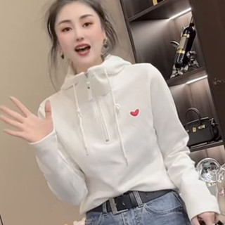 歐洲站長袖女 長袖連帽衛衣女常規款2024春秋最新款遮肉顯瘦純色百搭減齡百搭款 長袖t恤女 大尺碼歐貨上衣 春秋保暖衣上