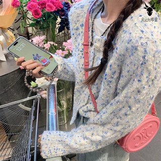 ~針織毛衣 小外套 外套 毛衣 毛衣外套 針織毛衣外套 韓系短版針織小外套女秋季慵懶寬鬆外套小個子軟糯毛衣