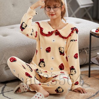 珊瑚絨睡衣法蘭絨睡衣加厚女童中大童母女裝秋冬季家居服套裝[MM]