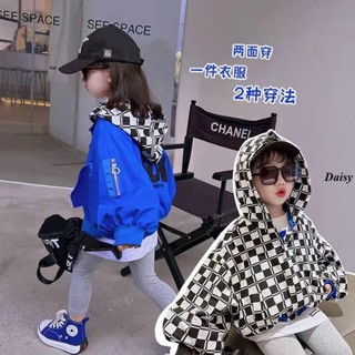 女童連帽外套秋冬款韓版個性兩面穿時尚洋氣女孩中兒童寶寶兒童衣服長袖上衣潮童裝Daisy5