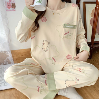 Yummy❥100%純棉高檔睡衣女春秋長袖全棉學生ins宿捨秋冬新款家居服套裝