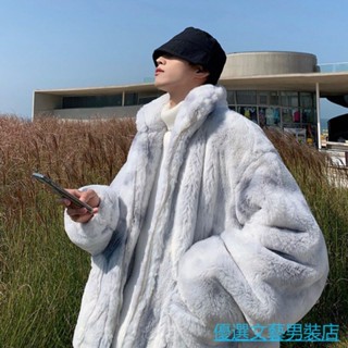 優選男裝 男士外套 羊羔絨外套 毛絨外套 保暖外套 羊羔絨紮染外套ins奢華潮牌高階感男女大碼保暖加厚棉衣韓版棉服
