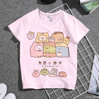 【寶樂】親子裝 兒童夏季短袖上衣 卡通角落生物印花短袖衣服 學生粉色短袖 夏季T恤 圓領短袖