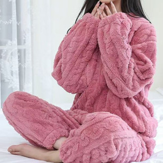 DUYI~夢詩加絨加厚珊瑚絨女睡衣套裝春秋冬季2024新款家居服兩件套