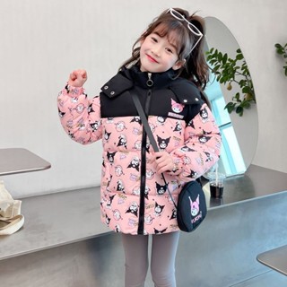 女童棉服加絨加厚2023寶寶冬裝外套洋氣兒童卡通冬季新款棉衣棉襖
