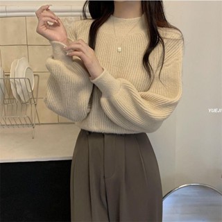 臺灣出貨🌸 冬天毛衣 女裝 寬鬆上衣 針織毛衣 秋冬季韓版保暖半高領泡泡袖長袖針織衫毛衣高檔女套頭上衣