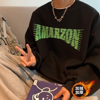 圓領衛衣男 秋冬季新款 加絨 ins潮流 印花 套頭 打底上衣 情侶 學生 BF 寬鬆 大學T（ZW2063）【壹號站】