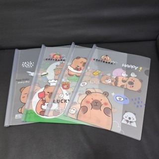 【🔥新品促銷】 卡皮巴拉文具 卡通文具卡皮巴拉A4紙抽桿檔案夾卡通學生試卷小學生收納可愛大容量收納袋開學必備文具