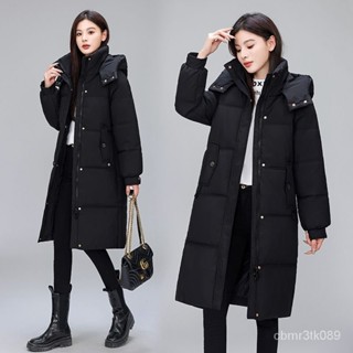 新款羽絨衣鴨鴨中長版女裝羽絨服連帽時尚韓版加厚冬季保暖羽絨服 白鴨絨 保暖 防寒 羽絨外套連帽1101 ELUF