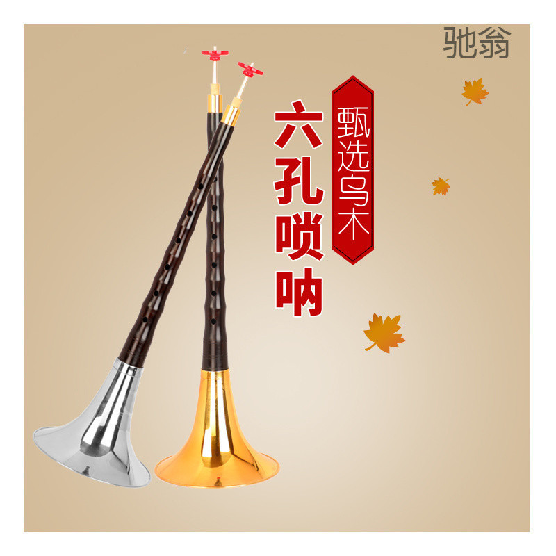 卡祖笛 嗩吶 北管嗩吶 嗩吶吹嘴 SRR笛子嗩吶樂器 全套烏木桿專業六孔嗩吶6孔大中號成人兒童初學
