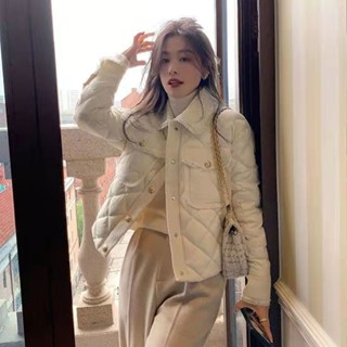 菱格小香風羽絨棉服外套女2024年冬季新款小個子輕薄短款時尚棉衣