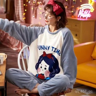臺灣出貨 法蘭絨睡衣女 秋冬季兩件套家居服 韓版甜美珊瑚絨外穿居家服 可愛睡衣 長袖睡衣 女生睡衣 長袖睡衣 卡通睡衣