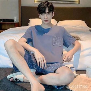 臺灣出貨 男士睡衣 短袖睡衣 可外穿睡衣 休閒睡衣 居家服 睡衣男 夏季睡衣 韓版睡衣 居家服兩件套 睡衣套裝 薄款睡衣