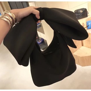 Meet.You.INS 凹造型單肩包化妝包 RIBBON BAG 可愛蝴蝶結太空棉手提手拿包
