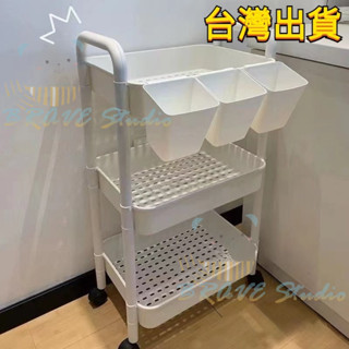 小推車儲物架置物架廚房臥室落地多層嬰兒零食移動浴室衛生間收納廚房 推車收納推車 廚房收納架 層架推車 三層推車