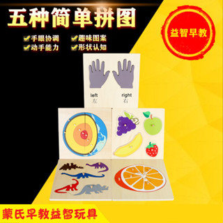 ★BY65★蒙氏教具單塊簡單拼圖左右手水果恐龍嵌板國際版兒童早教益智玩具
