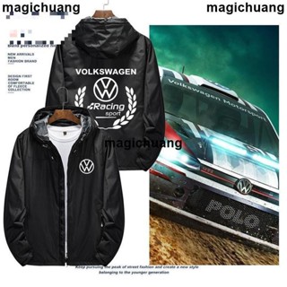 💜極限運動💜Volkswagen賽車服 越野騎行外套 男士衝鋒衣 秋冬連帽夾克 機車外套 防風防水 logo騎行夾克
