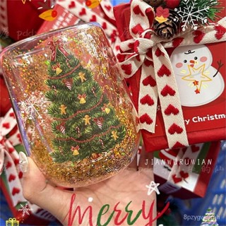 Miya's 高顔值聖誕樹雙層玻璃杯耐熱水杯隔熱牛奶網紅創意咖啡杯ins禮物 05M6