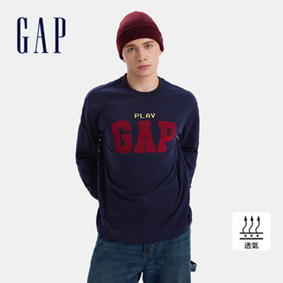 Gap 男裝 Logo純棉印花長袖上衣-海軍藍(678479)