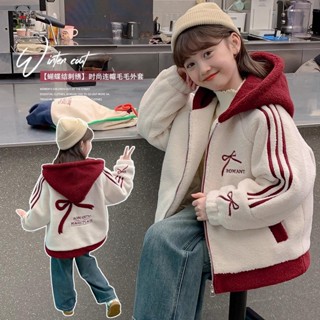 兒童外套 女童外套 童裝外套 女童外套秋冬款2024新款洋氣女孩保暖連帽衣服兒童冬季加厚毛毛衣