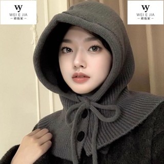 【唯家】秋冬季保暖針織帽 巴拉克拉法網紅帽子 女大頭圍脖一件式頭套 護耳毛線帽 禦寒保暖包頭帽 頭套