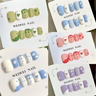 🎀臺灣出貨🎀 美甲穿戴甲可愛ins中長款短款高階純手工秋冬美甲定製學生新款 美甲貼片 指甲貼片 假指甲 美甲 穿戴甲