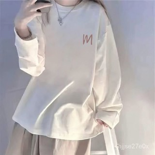 長袖大學T 長袖T恤 女上衣 秋季上衣 印花大學t 寬鬆T恤上衣1 百搭大學t 上衣