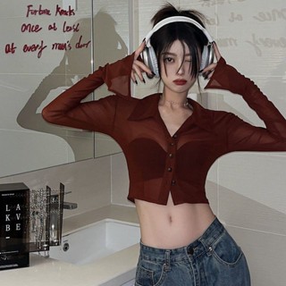 性感上衣 紅色上衣 辣妹上衣 秋季上衣女 露臍上衣 設計感上衣 短版長袖上衣 長袖T賉 設計感跳舞衣服 掛脖上衣紅色襯