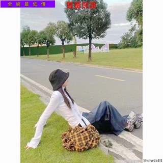 🚚活動價🚚女帆布格子單肩包 GIRLSFOOA網紅格子單肩大容量包多用背法包包ins個性大包運動902