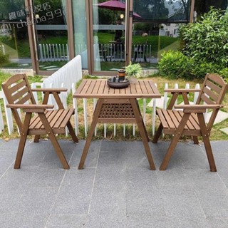 實木陽臺茶桌椅戶外庭院客廳餐桌書桌複古文藝休閒咖啡吧桌椅套件