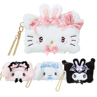 【現貨】小禮堂 【限購】Sanrio 三麗鷗 絨毛大臉卡套 (緞帶風格) Kitty 美樂蒂 大耳狗 酷洛米
