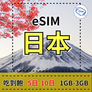 【eSIM】 5天-10天 日本上網吃到飽eSIM 每日1GB-3GB KDDI、Softbank電信 日本旅遊上網