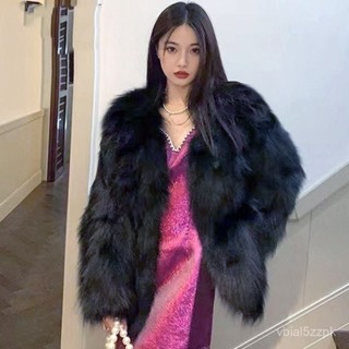 皮草外套女狐狸毛新款冬季中長版仿貉子毛年輕皮毛一體大衣顯瘦 防寒 保暖 皮草大衣 貂毛外套1122 WIBV