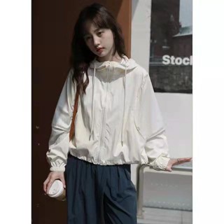 【Sweet Oversize】戶外輕薄透氣防曬衣女夏季2024新款寬鬆連帽長袖薄款衝鋒衣外套潮