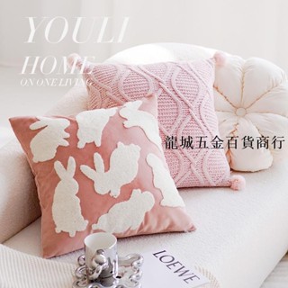 🌷 高品質抱枕 ins風粉色 兒童可愛 少女臥室 床頭抱枕套 靠墊 客廳沙發靠枕 圓形蒲團 辦公室商務床頭靠枕
