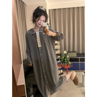 Only❤️韓版可愛娃娃裝月子裙睡裙睡衣女春秋季長袖加厚家居服大碼200斤