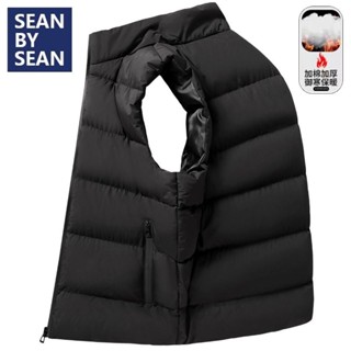 SEANBYSEAN秋冬季純色立領馬甲男女羽絨棉馬夾保暖加厚休閒外套保暖背心 秋冬馬夾 馬甲背心 馬甲背心 外套背心