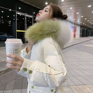 【Helisa 允梨】羽絨棉服 中長款 過膝 外套 冬季女裝 棉衣 加厚棉襖 韓版女裝 毛領 拉鏈 拼接 加絨 韓系