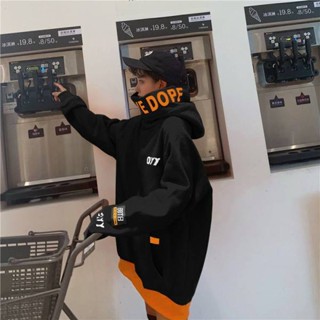 【現貨秒發隔日到貨】長袖帽T 忍者帽t 87公斤可穿 黑/橘2色入 新款高領刷毛帽T 原宿風寬鬆大尺碼上衣 韓版長袖上衣