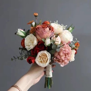 熱賣 捧花 人造花 婚禮捧花新款森係手捧花領證結婚訂婚花束玫瑰婚紗拍照攝影結婚慶手捧花唯美風浪漫捧花 永生花