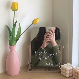 DOUBBLE 裝飾 收納 居家餐具小c少女心雜貨店ins風學生宿舍桌面臺式化妝鏡簡約木質鏡子梳妝鏡