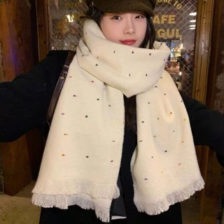 Lam 圍巾 絲巾 披肩彩虹圍巾女2024秋冬季學生新款保暖韓版氛圍圍脖高級披肩兩用
