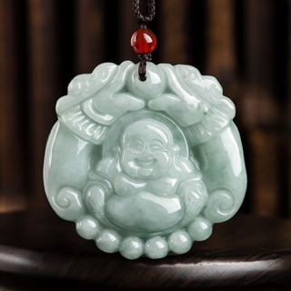 玉墜 天然翡翠雙龍笑佛彌勒佛大號玉石吊墜冰種玉石掛件