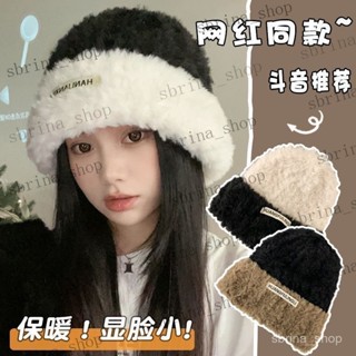 新款可愛毛茸茸帽子女冬季加厚保暖冬天顯臉小學生大頭圍盆帽 冬季加絨護耳鴨舌簷防曬毛綫帽 可愛甜美顯臉小保暖防寒冬帽子