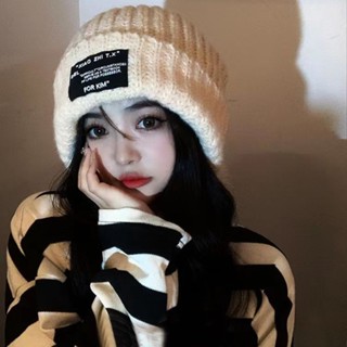 精選好物🌟毛線帽子女秋冬潮ins炸街針織包頭帽子大頭圍百搭遮臉護耳堆堆帽